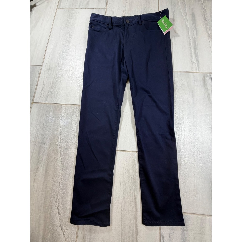 Lilly Pulitzer Worth Skinny Pants Midnight Navy Blue 8 67093 NWT